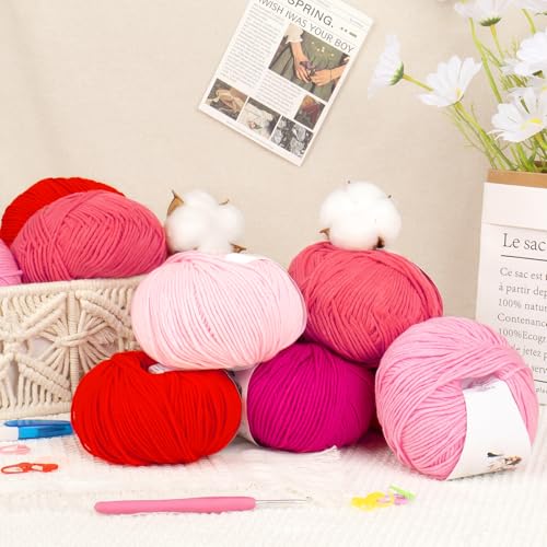 Image of Katech 20 Skeins Cotton Yarn for Crocheting-55% Cotton 45% Acrylic-#3 DK (Light)-Super Soft Milk Cotton Yarn-Great Crochet and Knitting Starter Kit for Colorful Craft(Color C)