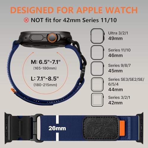 Image of Bandletic Compatible with Apple Watch Bands for Men Women, Wide Tactical Stretchy Nylon Soft Sport Solo Loop for iWatch 49mm(Ultra 3 /2 /1),46mm(11 /10),45mm(9 /8 /7),44mm(SE3 /SE2 /SE /6 /5 /4),42mm(3 /2 /1)