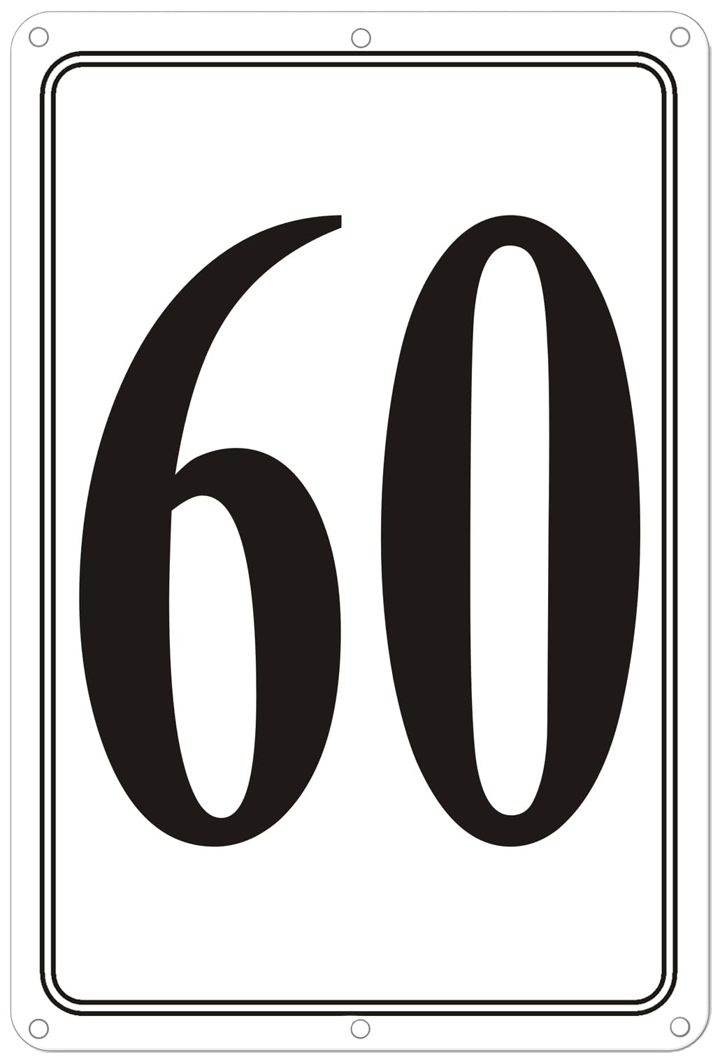 Premium Aluminum Number Signs 60, Metal 12" X 8" Numbered Signs Outdoor for Parking Lots, Floor, Dock, Court, Aisle, Field, High Visibility, No Fade, Weather-resistant