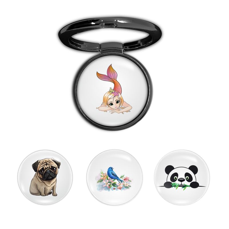 Image of 4-in-1 Metallic Mobile Back Ring Holder | Strong Grip for Phone & Back Cover | 4 3D Logo Magnets | 360 Adjustable Stand