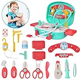 Kids Doctor Kit Pretend Play Set with Working Platform Case, Durable 19 Pieces of Heartbeat, Injecting Dentist Doctor Set for Kids Girls Boys