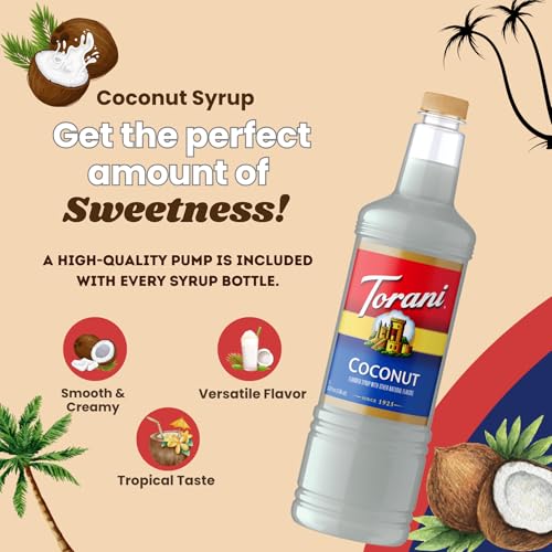 Image of Torani Coconut Syrup 1L with Pump - Coffee, Cocktails & Smoothies