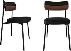 Metalig 2 Cadeiras Alloa Fixa C/4 Pés 50 X 44,7 X 83,8 cm - Contemporâneo com Toques Retrô - Aço, Tecido - Preto