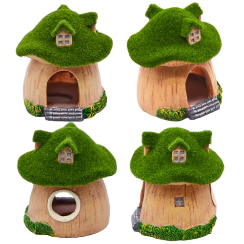 Image of AnRui Green Moss Mushroom Aquarium Decor Cute Fish Tank Decorationss Resin Aquarium Decor Hideout Cave Ornament for Small Fish, Shrimp, Hermit Crab, Goldfish and Reptiles