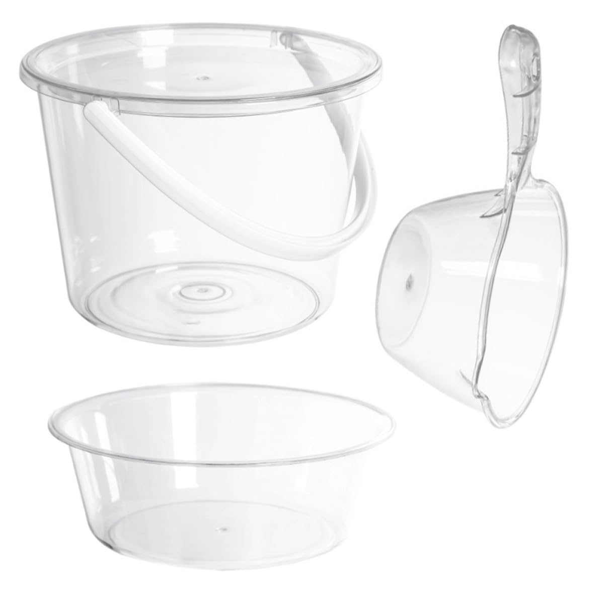 Cubo para pies en el baño familiar contenedor grande transparente con asa y tapa de plástico