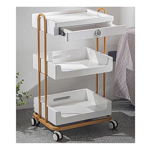Carrito rodante multiusos para salón y spa, carrito de peluquería con ruedas, almacenamiento versátil para dormitorio, baño y oficina, 50 x 38 x 85 cm, elegante y funcional