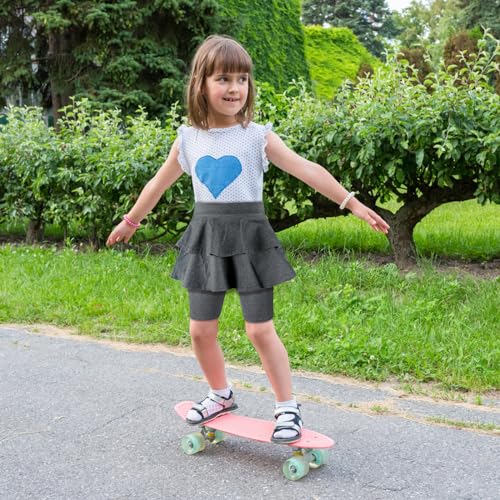 ONESING 3 Pack Knee-Length Leggings with Skirt for Girls 4-11 Years - Stretchy Athletic Leggings - Summer Pant Skirt Leggings4