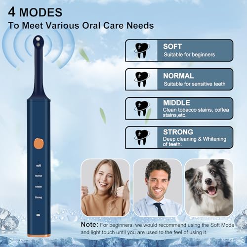 Zahnaufhellungsset, Wbbrbbr Zahnpolierer mit 4 Modi für Zahnreinigung & Zähne Aufhellen, zum Polieren nach der Zahnreinigung, Zahnaufhellung Bleaching Set mit 5 Köpfen und 3 Polierpasten (Blau) – Bild 6