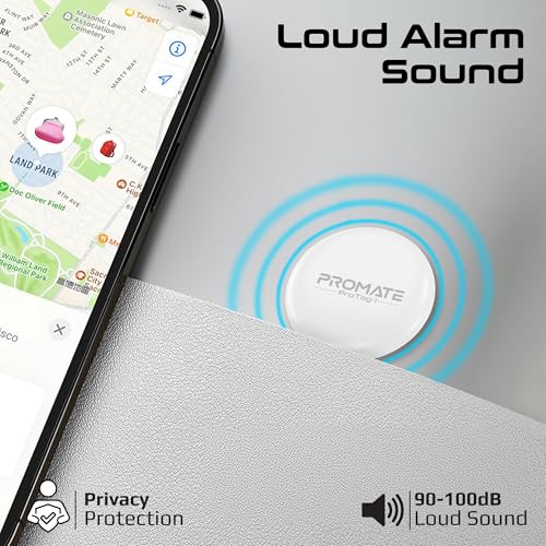Image of Promate Ultra-Compact Smart Precision Tracking Wireless Tag for Apple Find My App, Apple Certified,Loud Alarm Sound, IPX6 Water Resistant, Lost Mode.ProTag 1