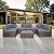 Welpatio Outdoor Patio Furniture Sets, 7 Pieces PE Rattan Wicker Outdoor Sectional Sofa Patio Conversation Set with Cushions and Coffee Table, Dark Brown/Gray