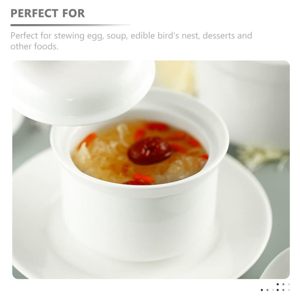 2 Stück Keramik-Eintopf mit Deckel, Dampf-Suppenschüssel, Eierpudding-Schüssel, Servier-Rührschüssel, Dampfbecher, Backgeschirr, Auflauf, Kochgeschirr für Suppe, Nudeln, Reis,