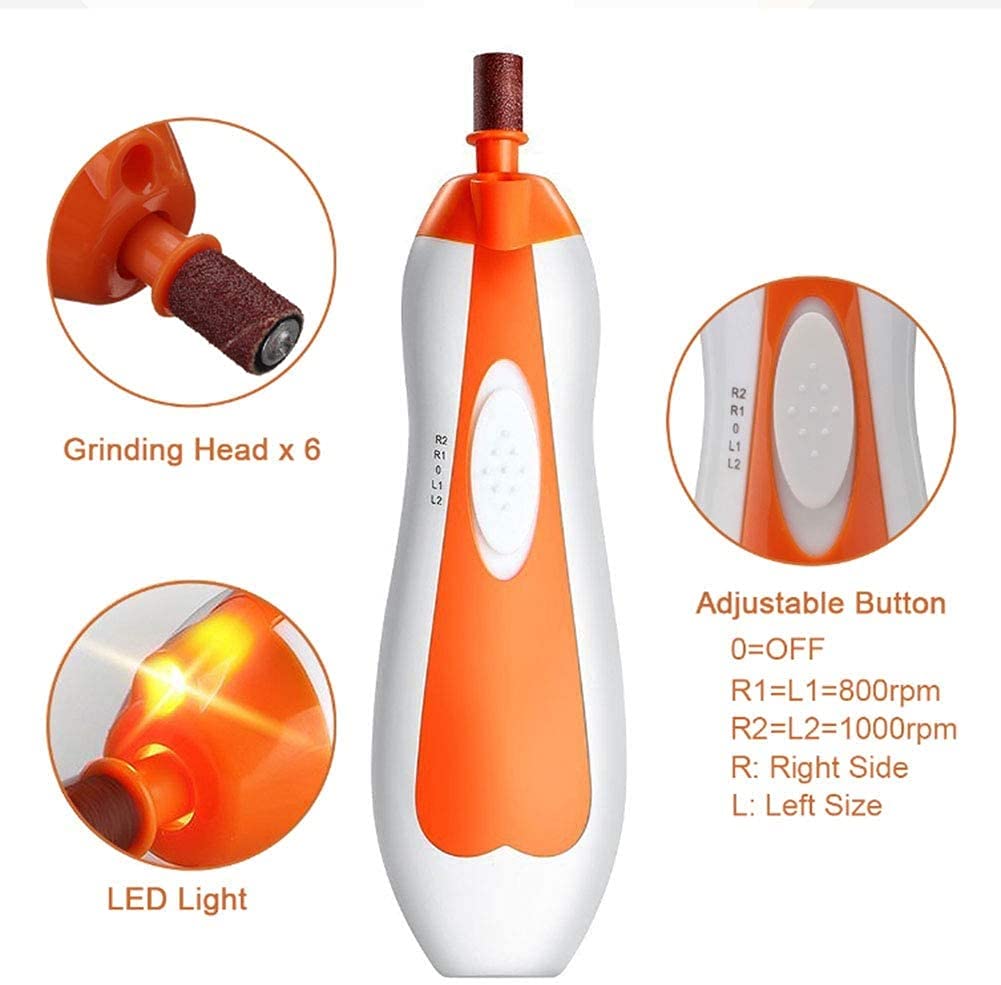 Pet Nail Grinder Papa eléctrica Trimerador Clipper Pequeño Medio Medio Perros Gatos Pequeños Animales Portátiles Patas Sin Dolor Impirt PAWAS Corte de Aseo