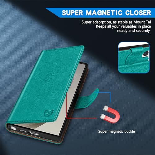 Image of ZZXX for Samsung Galaxy S25 Ultra Wallet Case with [RFID Blocking] Card Slot Kickstand Magnetic Closure Leather Flip Fold Protective Phone Case for Galaxy S25 Ultra 5G Case Wallet(Lake Blue-6.8 inch)