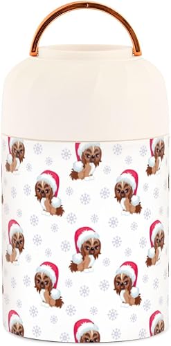 Miniatura 2 de MCHIVER Christmas Cute Puppies Food Jar with Spoon Stainless Steel Vacuum Insulated Food Container 17 oz Food Thermos for Hot Food