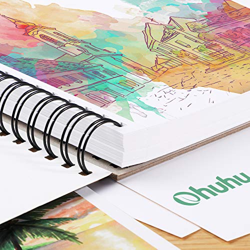 Ohuhu Marker Pads Art Sketchbook, 7.6"X10" Large Paper Size, 120Lb/200Gsm Heavy Smooth Drawing Papers, 60 Sheets/120 Pages, Spiral Bound Sketch Book For Alcohol Markers Christmas Gift #TOP5