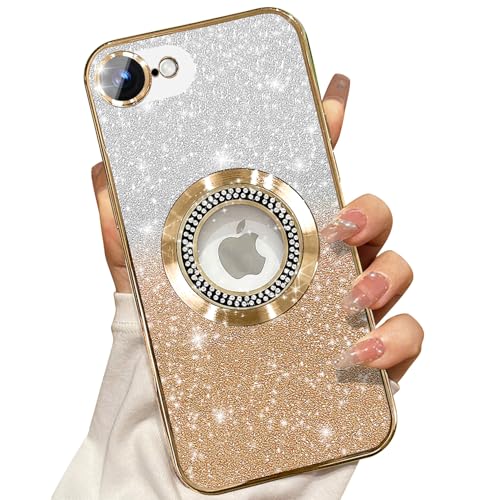 Image of Misscase for iPhone 17e Case& iPhone 16e Magnetic Glitter Case Compatible with MagSafe,Full Protection Slim Shockproof Anti-Scratch Case with Camera Lens Protector Dust-Proof Cover for Women Gold
