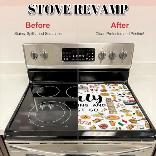 Image of Italy Travel Stove Top Cover for Electric Stove 28 inchx20 inch, Italy Stove top Cover, Italian Gifts Heat Resistant Glass Cooktop Cover, Flat RV Range Stovetop Protector, Dish Drying Mat for Kitchen