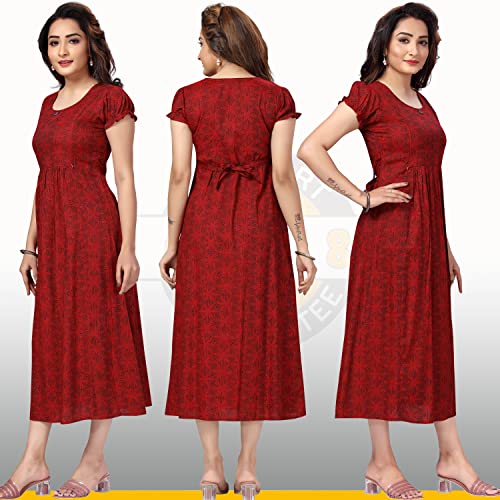 Image of CEE 18 Women's Maternity & Nursing Feeding Kurta | Side Feeding Zip | Soft Cotton Rayon | Pregnancy & Breastfeeding | S | Ruby Red
