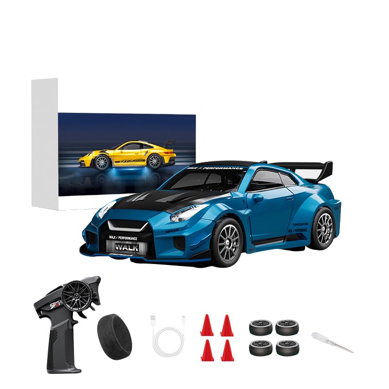 LenyKingPro D43-02 1:43 Scale 2.4G Full Proportional 4WD Alloy RC Drift Car with Gyro System, Silent Bearings, Adjustable Speed & LED Lights for Adults, High Speed Remote Control Racing Car