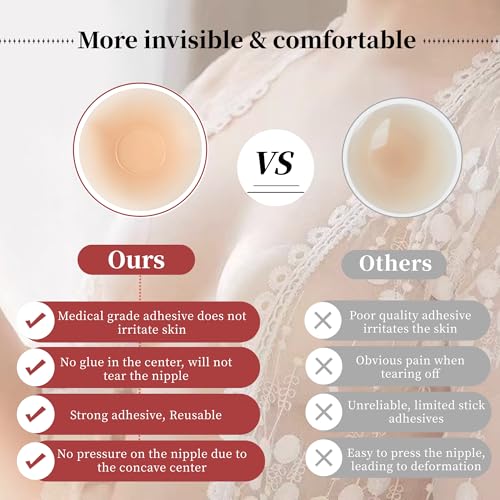 2025 Nipple Covers 2 Pairs-Nipple Protection Silicone Seamless Adhesive Nipple Pasties for Women Reusable Breast Petals Nude4