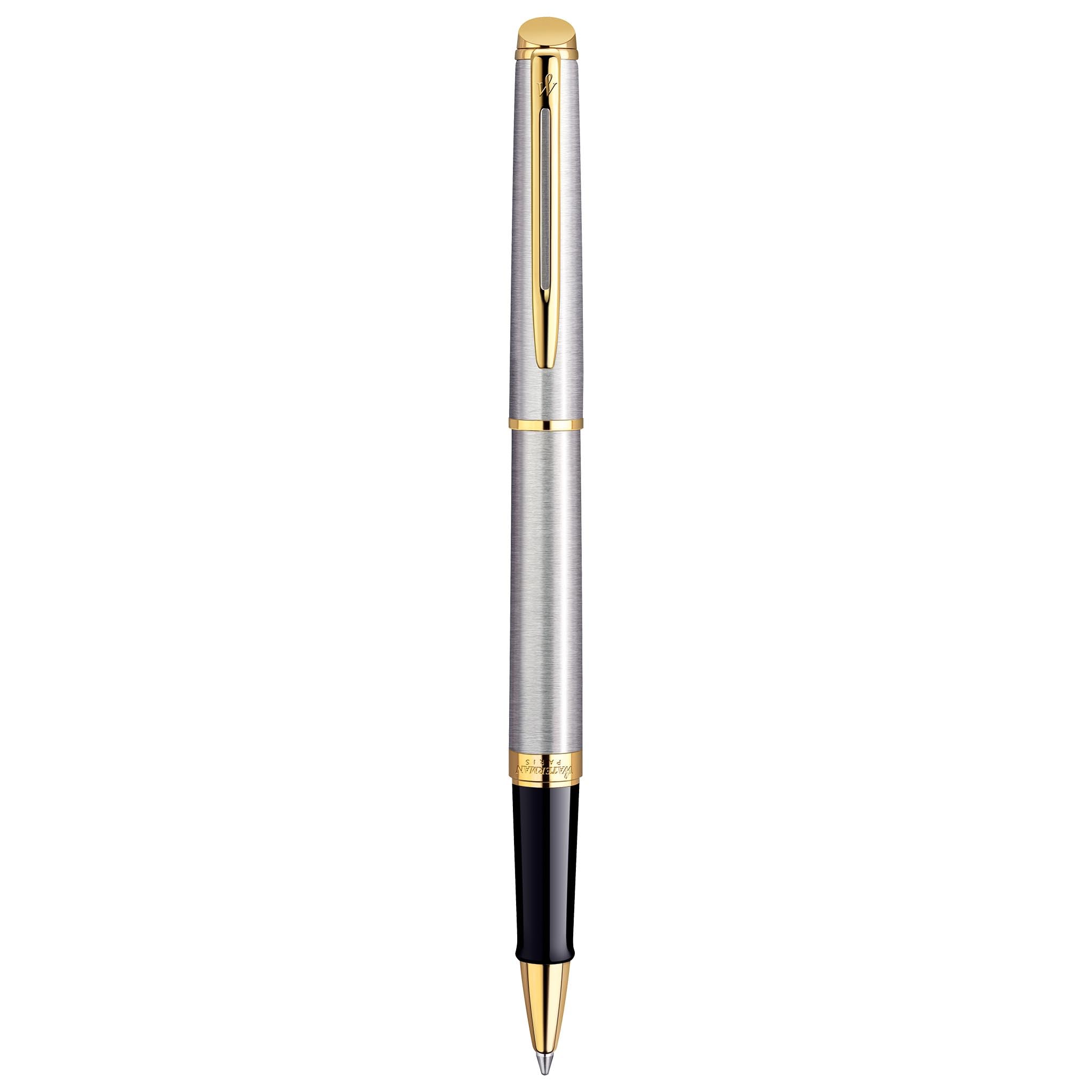 Waterman Hémisphère - Bolígrafo de punta redonda con grabado, pluma de lujo personalizada, regalo elegante para hombres y mujeres, tinta azul (acero inoxidable G.C.)