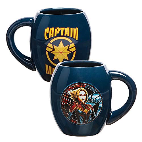 Vandor, Captain Marvel 18 oz. Oval Ceramic Mug, Blue
