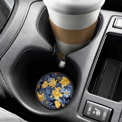 Portavasos de Madera para Carro 2.6" Azul Floral 2 Pack miniatura 6