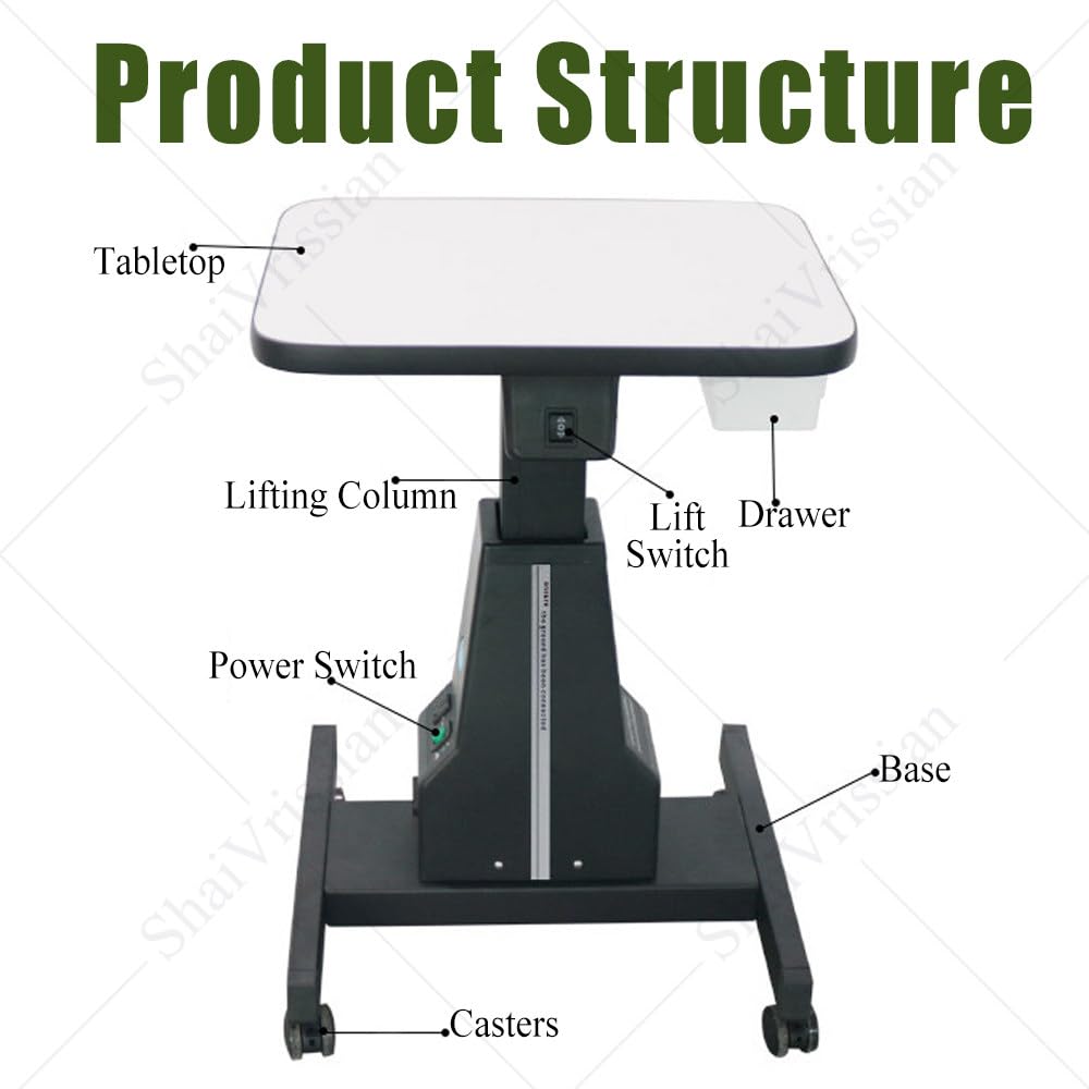 Mesa Examen Motorizada con Altura Ajustable Y Cajón Almacenamiento para Uso Profesional,Mesa Elevadora óptica Uso Rudo (165 LB / 75 Kg),con Cajón,para ópticas White