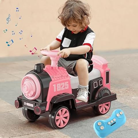 Flwrgirl Carros Eléctricos para Niños - 12V Ride on Toys for Kids,Kids Car with Remote Control,Electric Toddler Car,MP3,LED Lights,3 Speeds,for Kids 2+,Carriage Not Included,Pink Cover