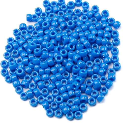Image of Gxueshan 1000 Pcs Blue Acrylic Pony Beads 6x9mm Bulk for Bracelet Necklace Jewelry Making Earring Hair Braiding Kandi Beads