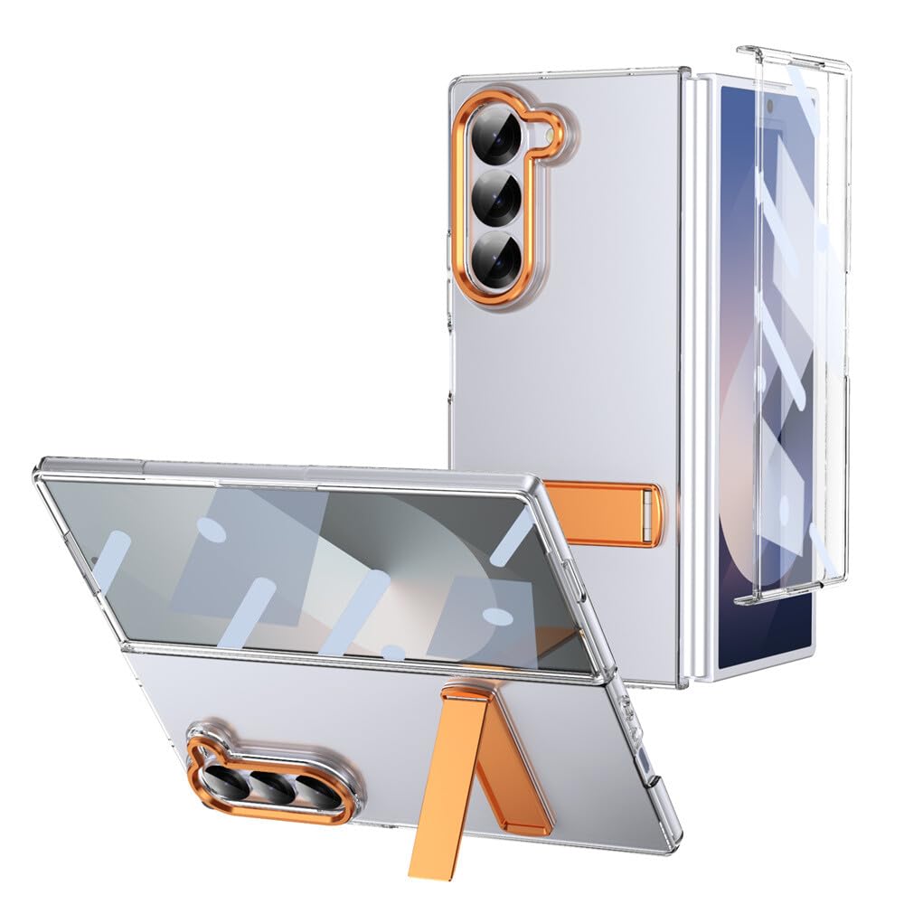 Coque antichoc Samsung Galaxy Z Fold 8 orange avec béquille métallique et film écran - 8