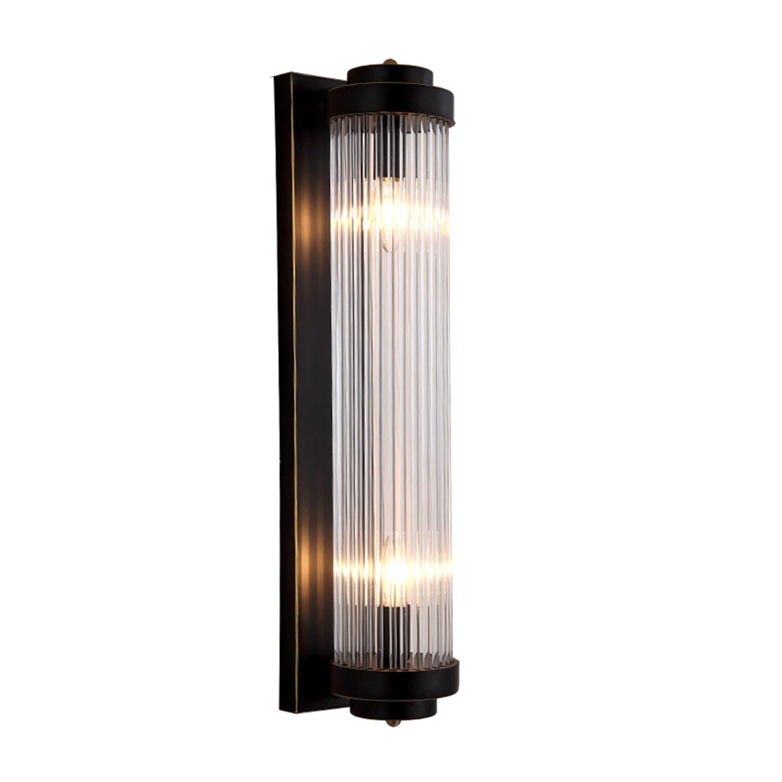 NICRX Crystal Glass Wall Sconce 60cm 2-Light E14 Modern Black Wall Lamp with Rotatable Twisted Shade Metal Backplate Wall Light for Bedroom Living Room Hallway Hotel Hardwired Indoor Lighting