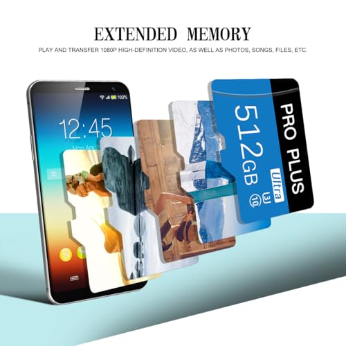 512GB Speicherkarte – Micro-SD-Speicherkarte 512GB, Hochgeschwindigkeit Class 10 für Smartphones/Actionkameras/Tablets/GoPro und Drohnen