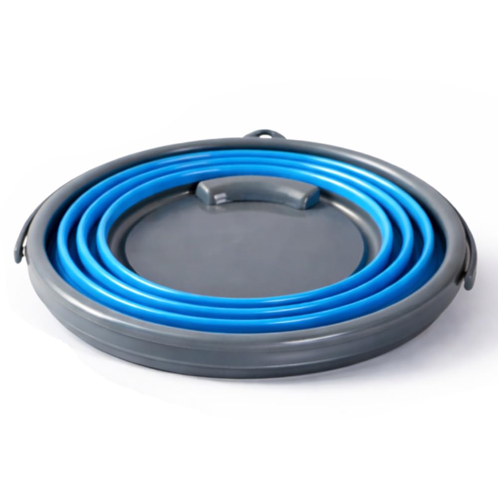 GRÜNTEK Składane wiadro o pojemności 10 l, zajmuje mało miejsca, składane wiadro do czyszczenia 32 cm, składane wiadro do mycia domu, na kemping, do ogrodu, do mycia samochodu, składane wiadro do