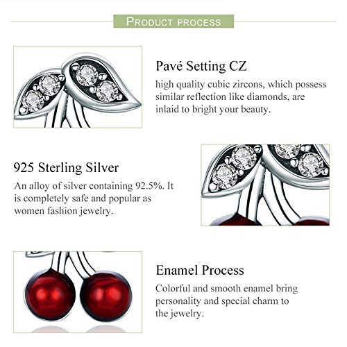 Orecchini alla moda in argento sterling 925 con smalto rosso