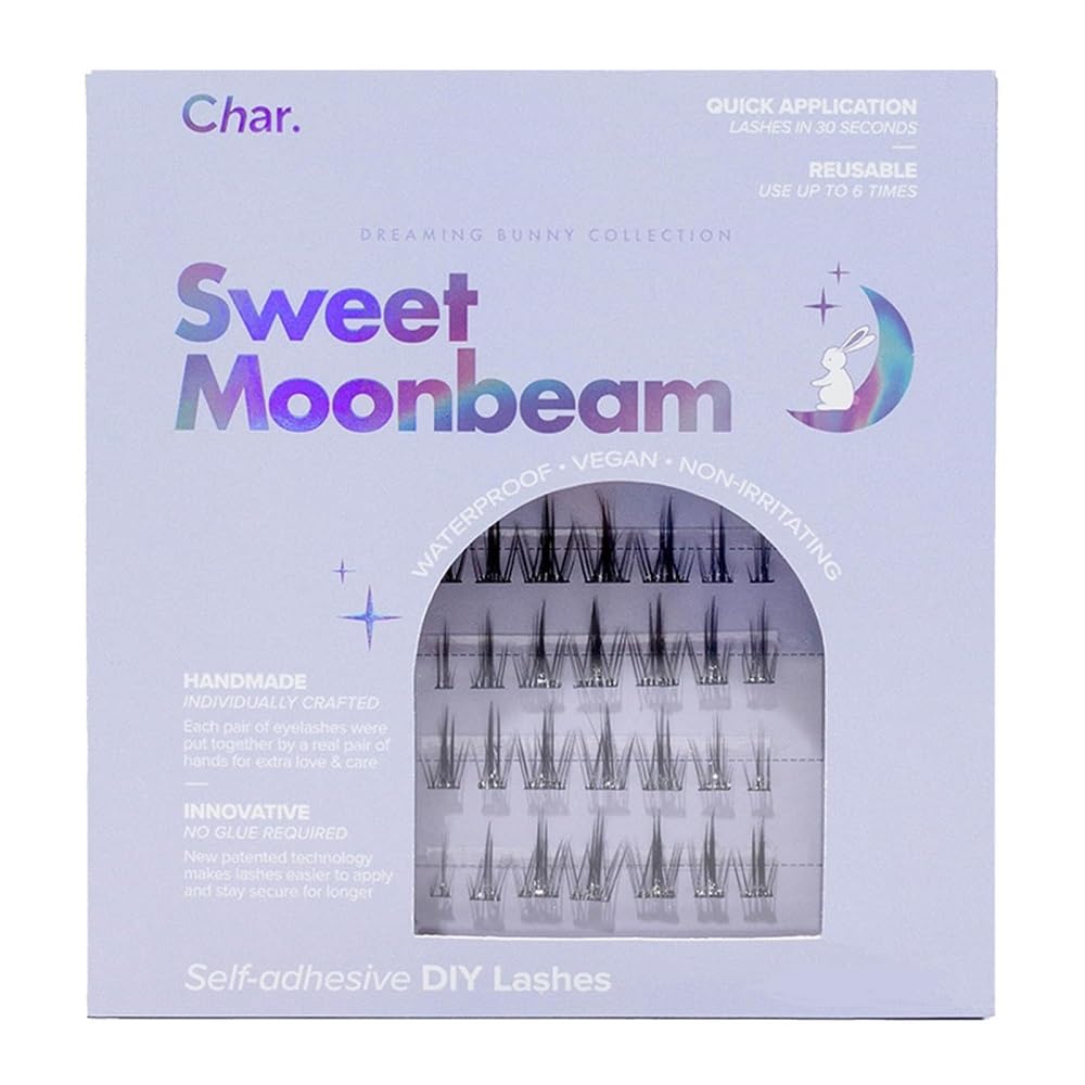 Char Cosmetics Eye Lashes - Sweatproof, Natural Look False Eyelashes - Reusable Fake Eyelashes for Comfortable Fit - Sweet Moonbeam - 36 pc