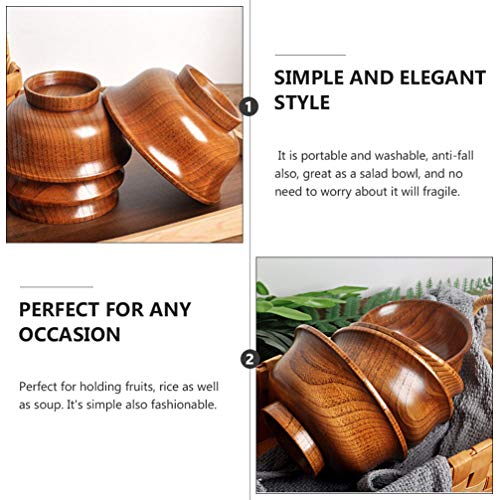 HEMOTON Tigela de madeira para servir, salada, frutas, macarrão, cozinha, louça, cereal, arroz, sopa