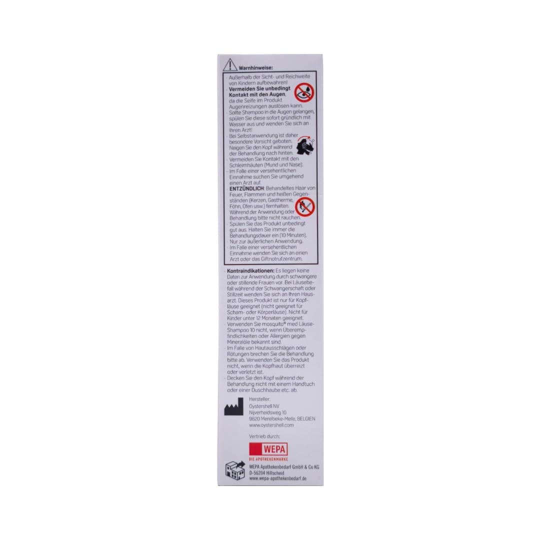 Mosquito med Läuse-Shampoo 10 100 ml + Mosquito Läuse-Kamm I Set zur Anwendung bei Läusen & Nissen I mit White-Oil I ab 1 Jahr I Haarpflege Set I mit Pharma Perle Duschgel