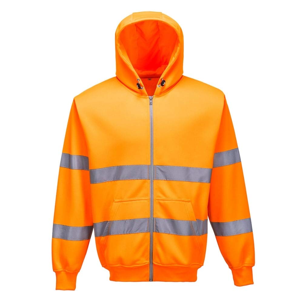 Portwest Orange Zip Front Class 3 Hi Vis Hoodie