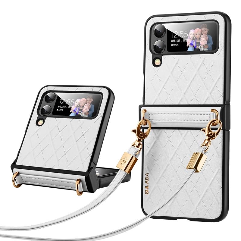 Évitez les chutes de votre Galaxy Z Flip 4 grâce à cette coque mince blanche à bandoulière