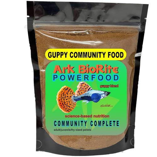 Ark BioRite (4oz, Guppy) Fish Food Species Specific - All Natural - Science Based Formula - Cleaner Water - Nutritional Powerfood for Special Fish Breeders, No Fillers