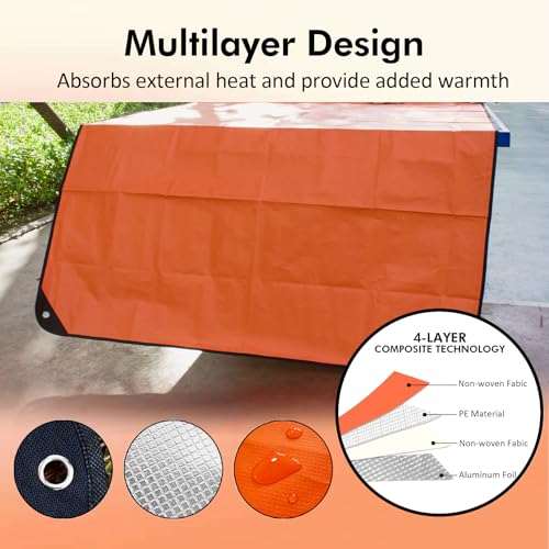 Image of 2 Pack Upgrade Survival Blanket - Insulated Thermal Reflective Tarp - 60 inch x 82 inch. All-Weather, Reusable Emergency Blanket for Car or Camping, Orange