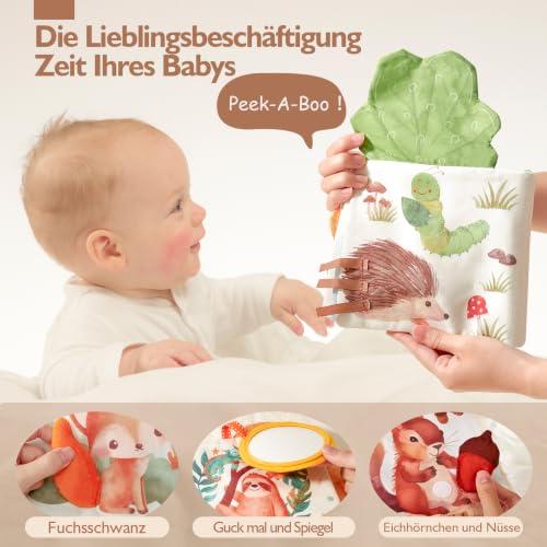 hahaland Baby Spielzeug ab 0 3 6 Monate Stoffbuch, Interaktive Babybücher – Ansicht 4