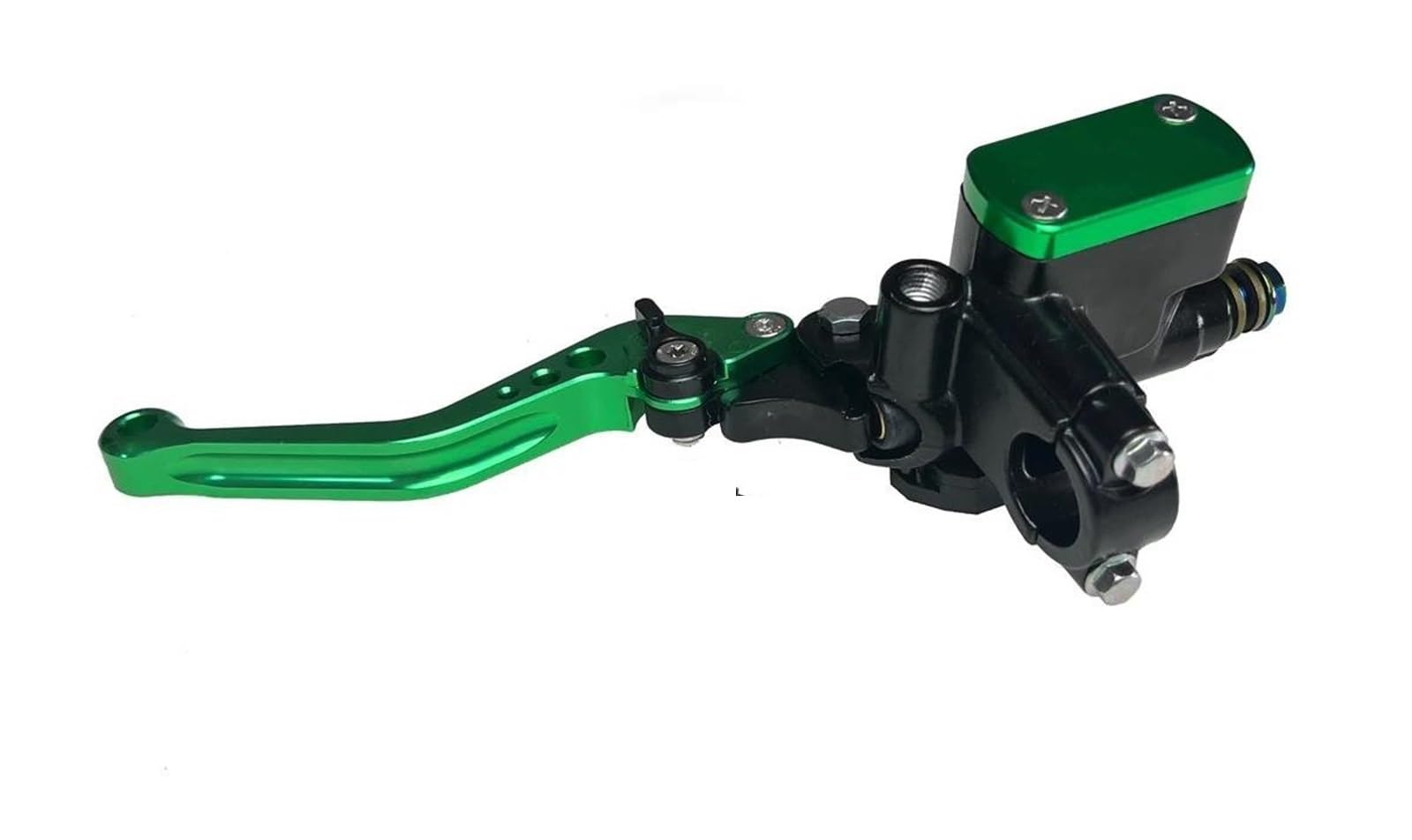 Foymgmspap Green Left 7 Colors Motorcycle 7/8" 22 Mm With M 10 Mirror Hole Clutch Brake Pump Master Cylinder Piston 14 Mm Hydraulic Pump Brake Clutch Grips Levers(Green Left)