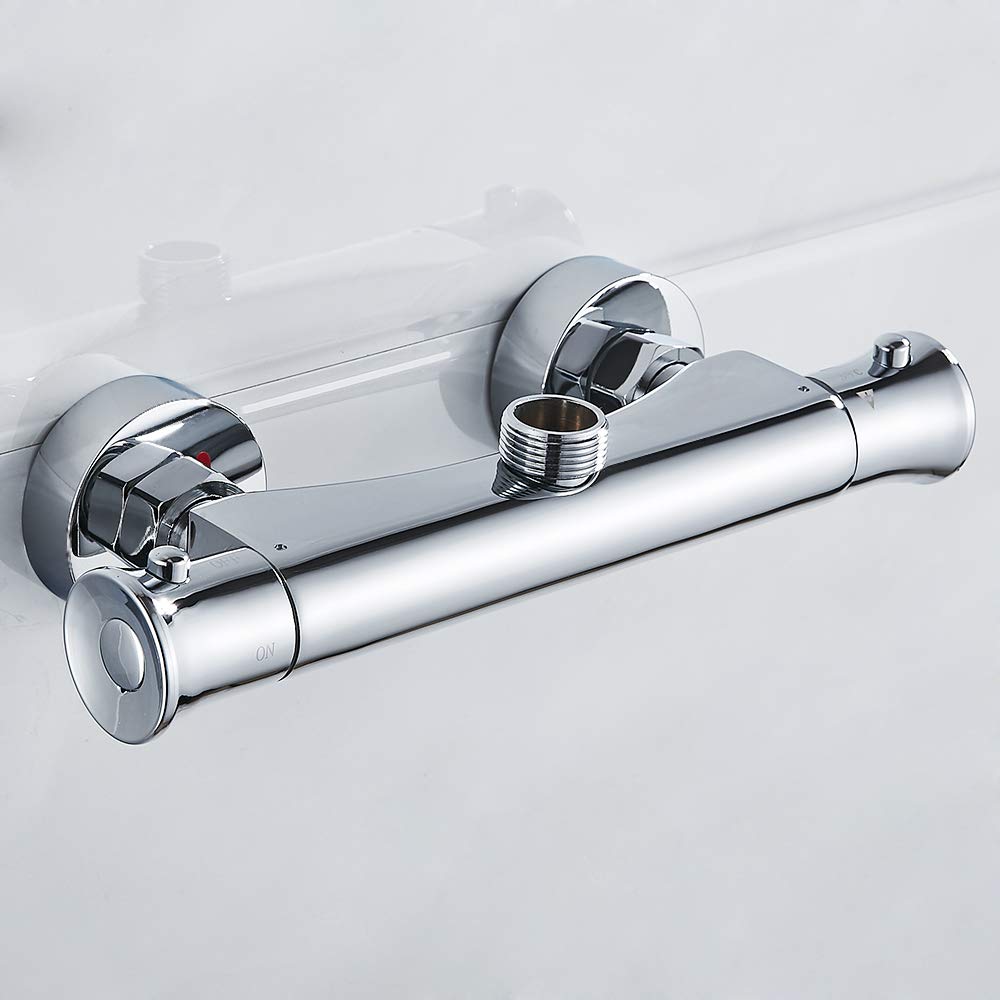Thermostat Duscharmatur, Duschthermostat Temperatureinstellung, Mischbatterie Brausethermostat Thermostatarmatur mit 38 °C Sicherheitstaste G3/4 Oben Auslauf (3/4 Auslauf)