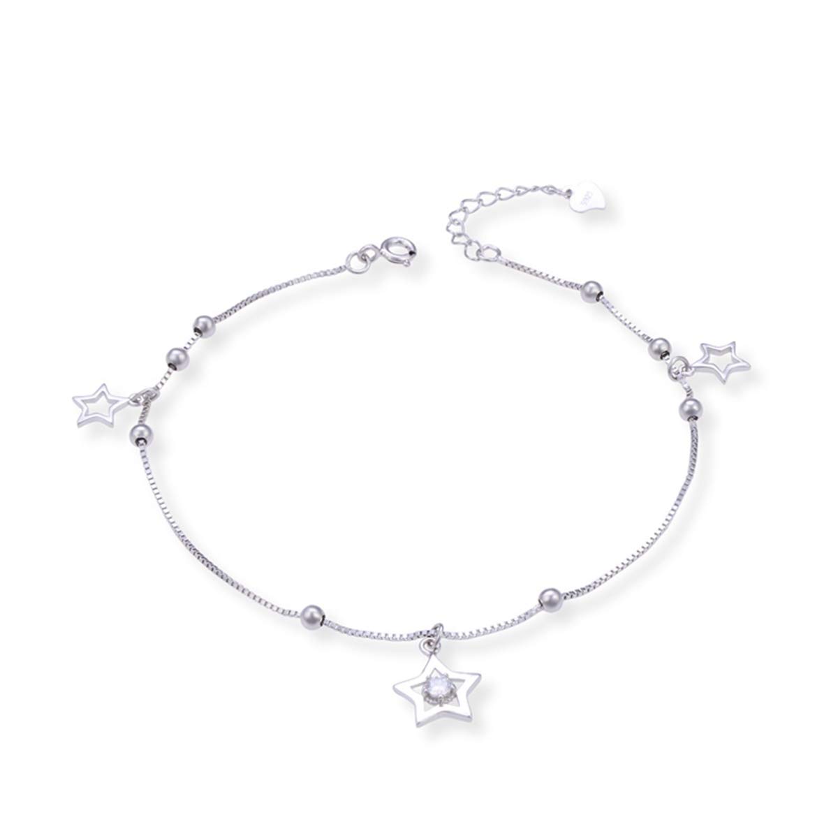 cavigliera Versione Coreana di Gioielli in Argento Sterling 925 cavigliera Femminile Semplice Catena del Piede, Regali di Compleanno
