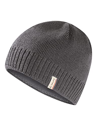 VAUDE Mütze Edo Beanie III in Grau – Warme & atmungsaktive Wintermütze - Unisex Beanie-Mütze in Rippstrick-Optik - Thermomütze ausgekleidet mit weichem Fleece - Made in Germany