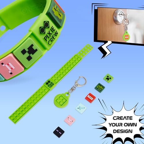 Minecraft Armband Schlüsselanhänger Kinder - Kinder Schlüsselanhänger Set - Gamer Geschenke (Grün - Armband- und Schlüsselanhänger-Set)
