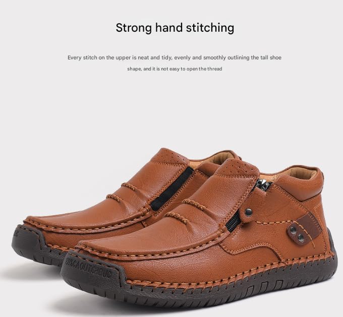 The First Young Shoes Men, Men’S Handmade Premium Leather Slip-On Driving Boots Travel & Outdoor3