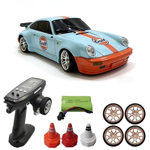 YUCT LDRC 1/18 RWD RC Drift Car con giroscopio, dirección proporcional del acelerador, eje de transmisión de metal, suspensión independiente y carcasa de aleación para adultos (LD1898 azul)
